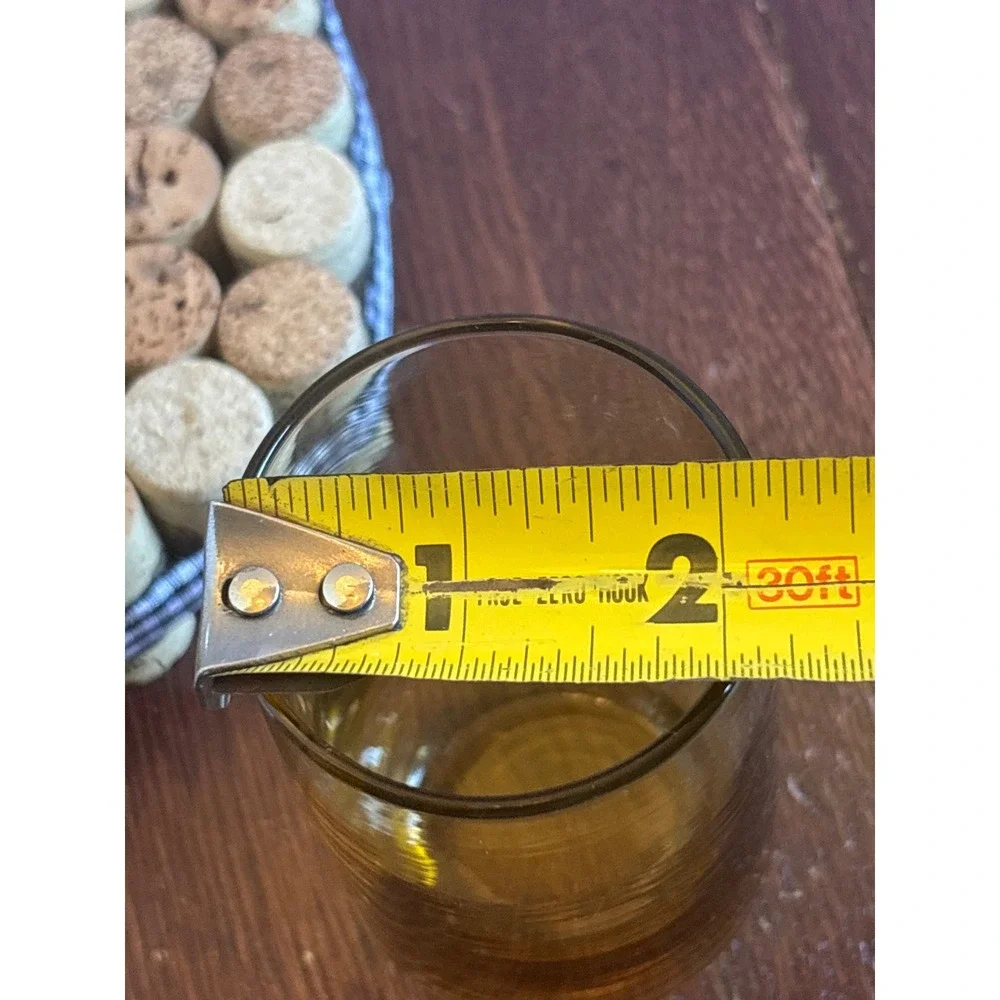 Vintage Amber‎ Glass Juice Tumblers Set of 2 Mid Century Modern Drinkware 4in
